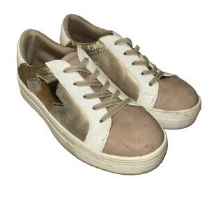 Mia Lil Jakee Girls Shoes Sz 4M Athletic Rose Gold Glitter Lace-Up Sneakers